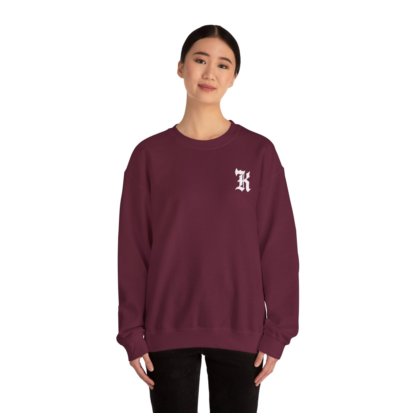 Gothic Letter K Sweatshirt | Monogram Initial Crewneck