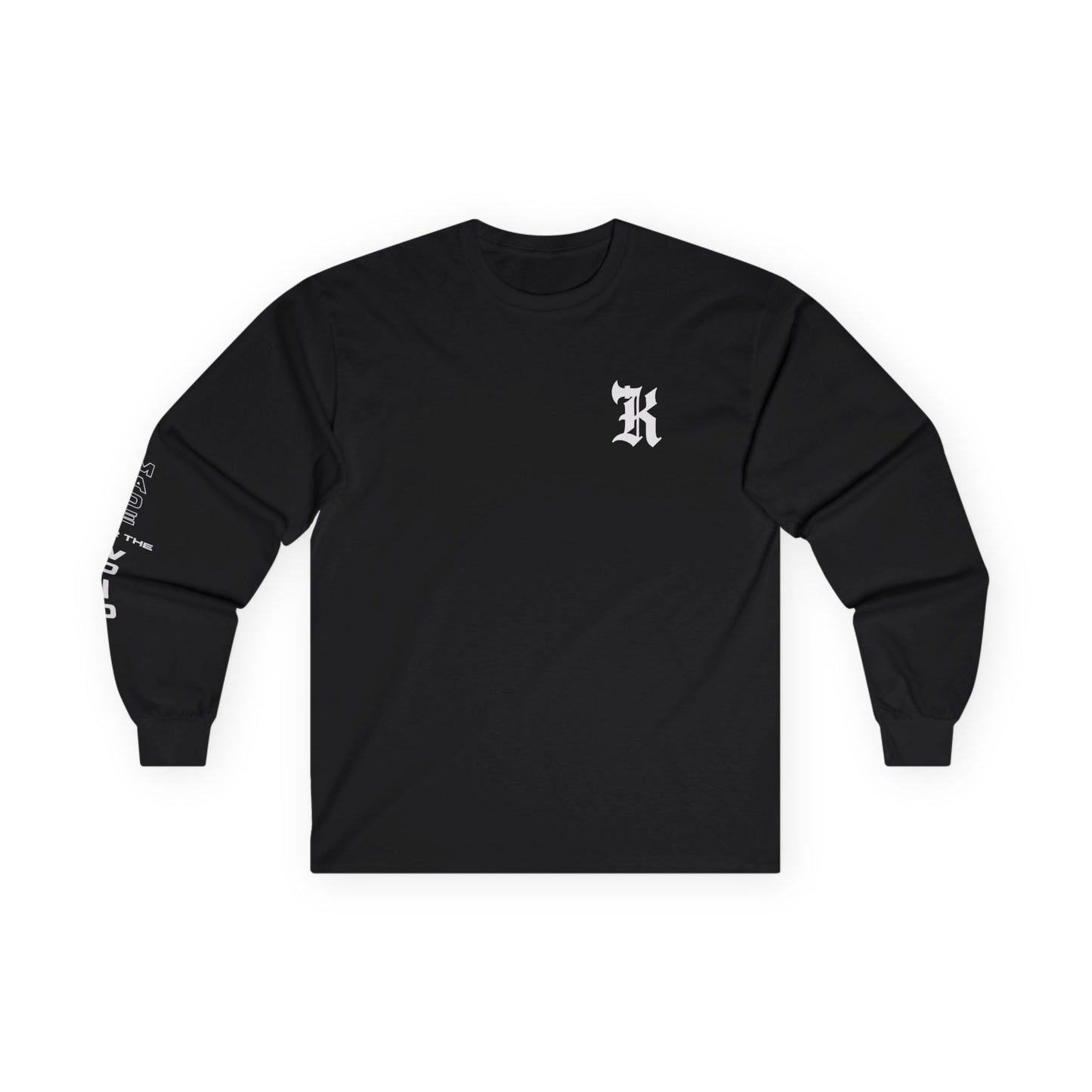 Gothic Letter K long sleeve tee | Small Chest Logo, Sleeve Lettering