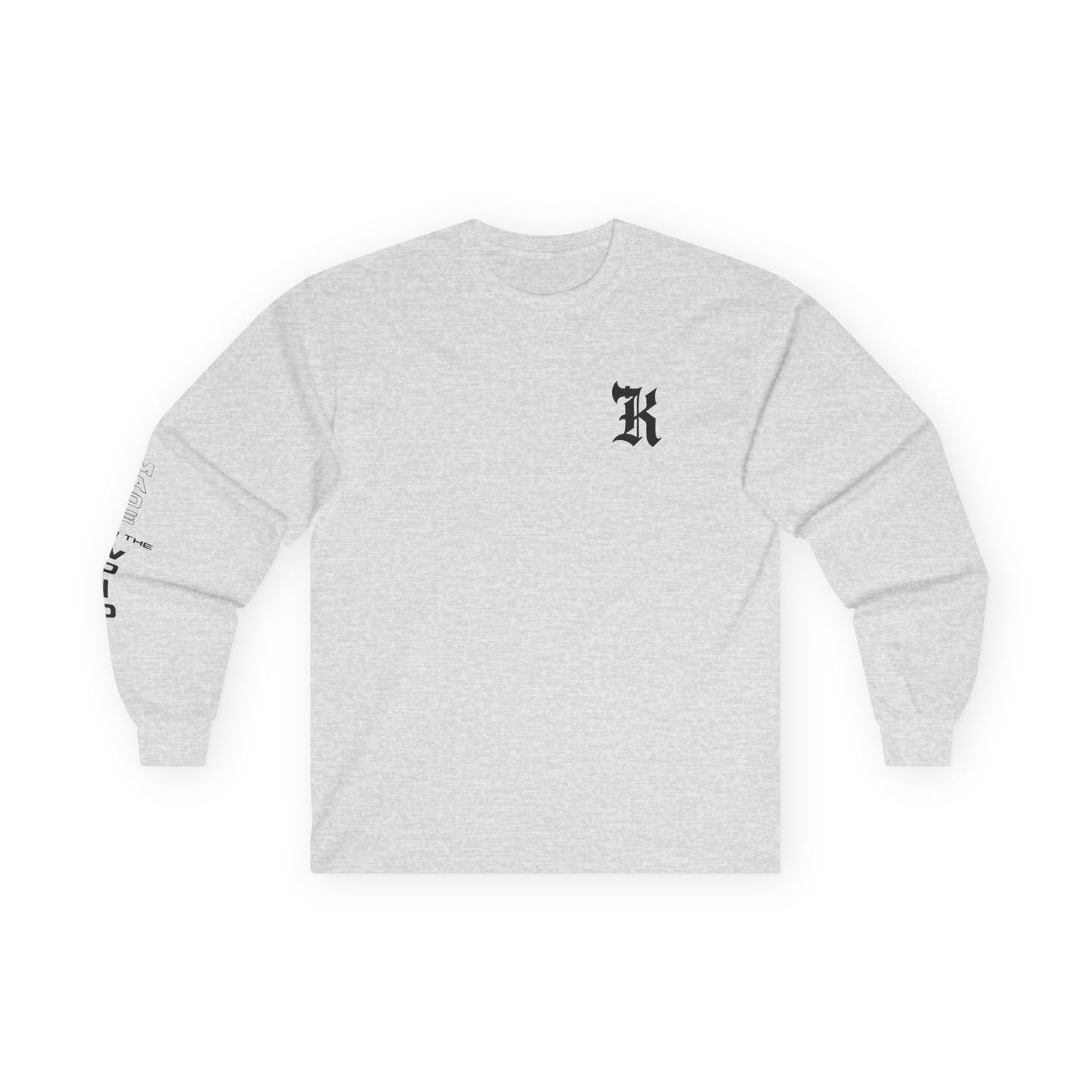Gothic Letter K long sleeve tee | Small Chest Logo, Sleeve Lettering