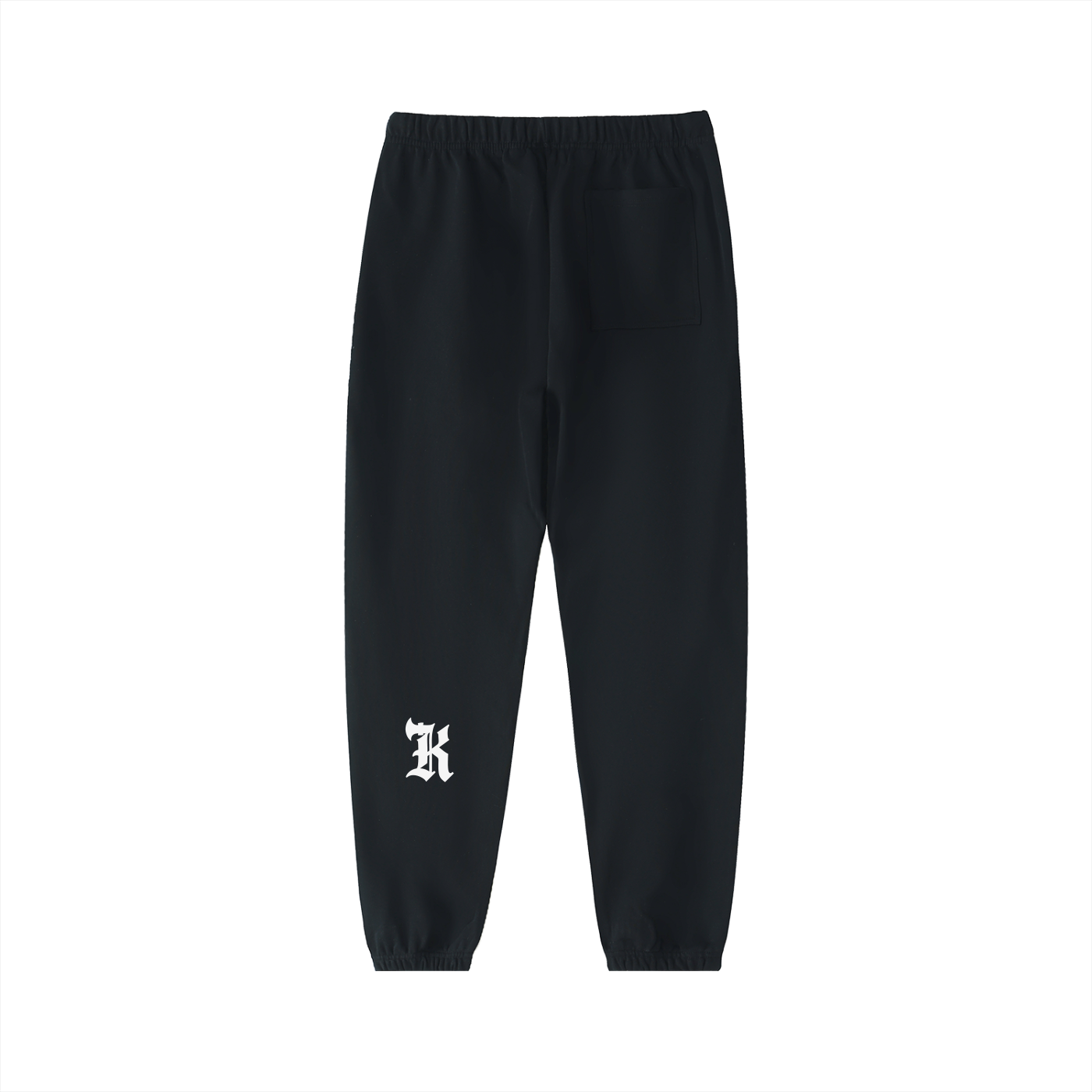 KHRIOUIT // Matte Black joggers, engineered 530 GSM, rear pocket, gothic K emblem