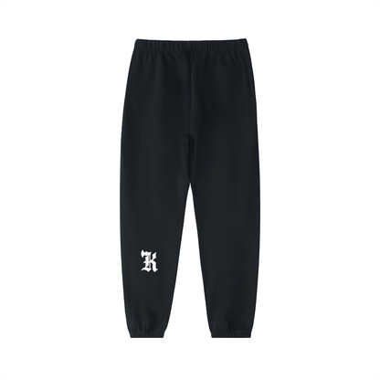 KHRIOUIT // Matte Black joggers, engineered 530 GSM, rear pocket, gothic K emblem