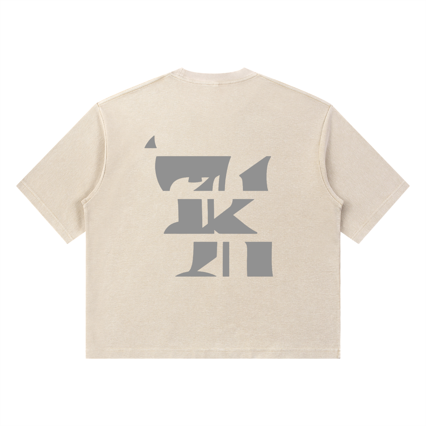 KHRIOUIT // Off-White heavyweight cotton specimen with matte grey geometric print