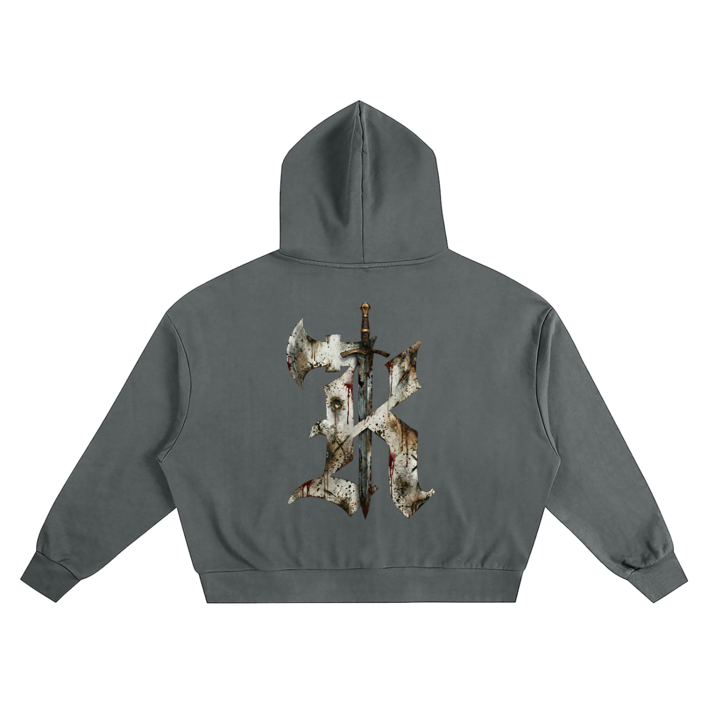 KHRIOUIT // Charcoal Hoodie Structural Print Specimen