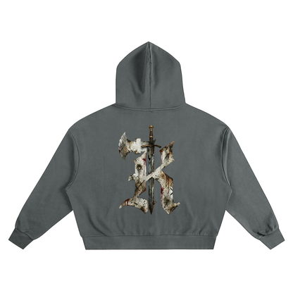 KHRIOUIT // Charcoal Hoodie Structural Print Specimen