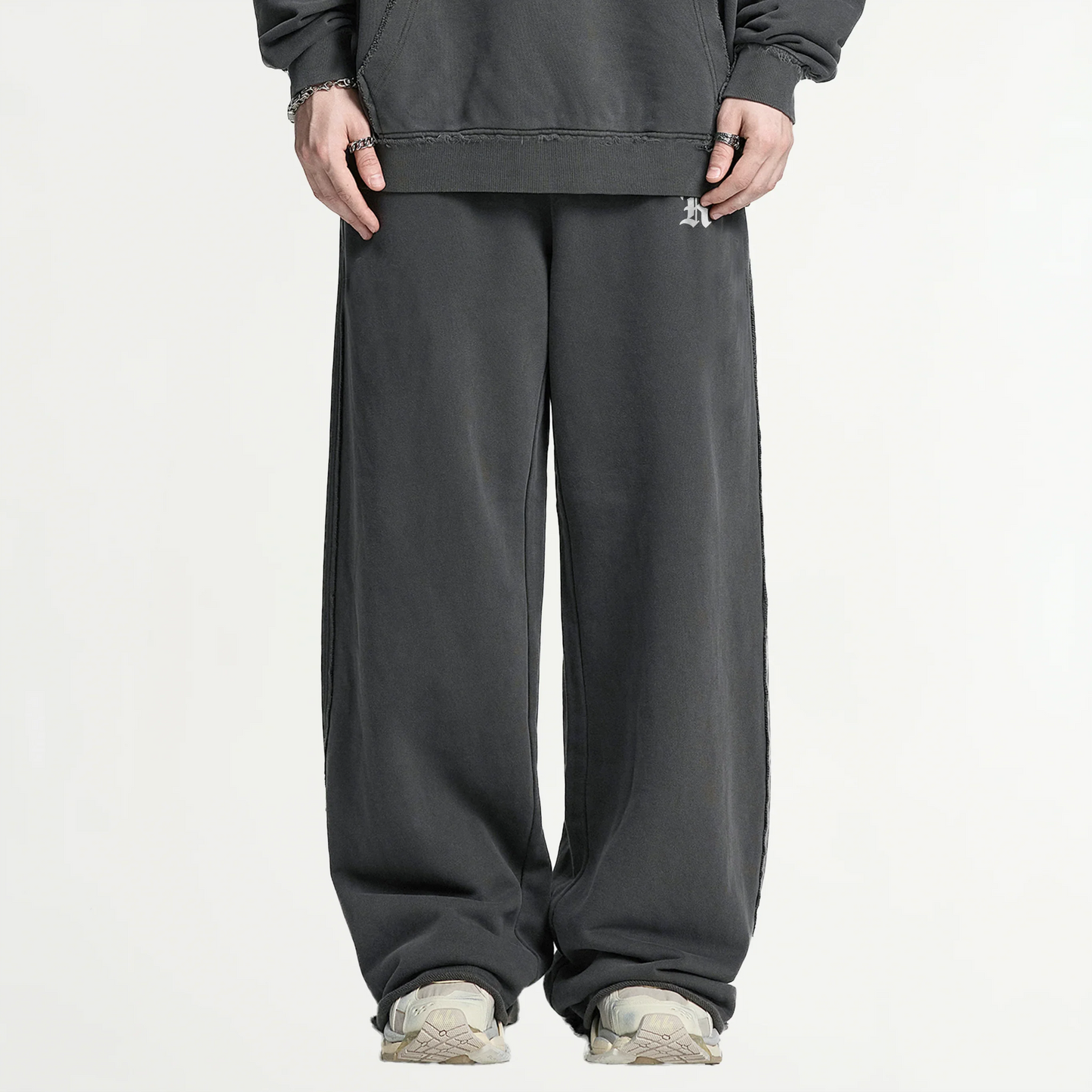 SNOW_EROSION // RAW-EDGE SWEATPANTS