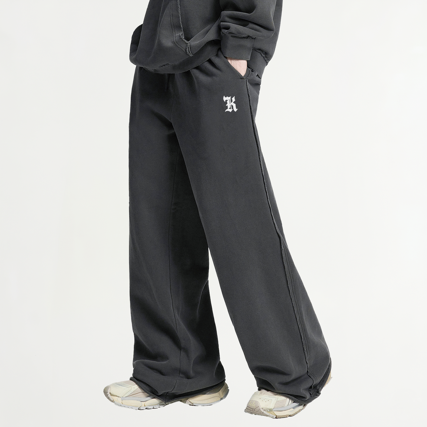 SNOW_EROSION // RAW-EDGE SWEATPANTS